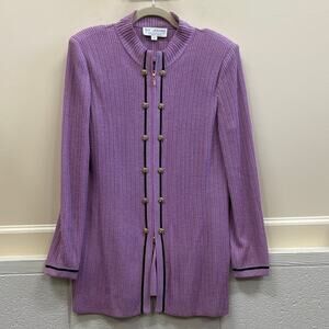 St. John by Marie Gray women’s 10 Santana Knit purple Cardigan sweater